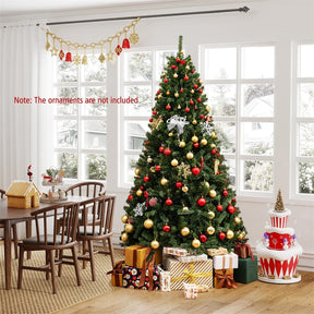 6/7/8FT Pre-Lit Artificial Christmas Tree, Hinged Xmas Tree with Remote, Warm White LED Lights, Timer, Adjustable Lighting Modes for Holiday Decor
