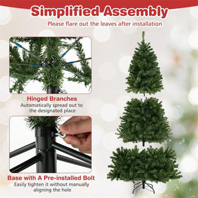 6/7/8FT Pre-Lit Artificial Christmas Tree, Hinged Xmas Tree with Remote, Warm White LED Lights, Timer, Adjustable Lighting Modes for Holiday Decor