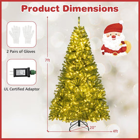 6/7/8FT Pre-Lit Artificial Christmas Tree, Hinged Xmas Tree with Remote, Warm White LED Lights, Timer, Adjustable Lighting Modes for Holiday Decor
