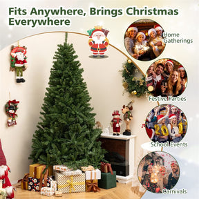 6/7/8FT Pre-Lit Artificial Christmas Tree, Hinged Xmas Tree with Remote, Warm White LED Lights, Timer, Adjustable Lighting Modes for Holiday Decor