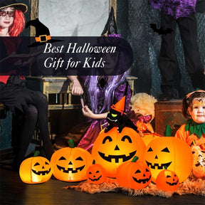 7.5 FT Halloween Inflatable Pumpkin Combo with Witch Black Cat, LED Lights & Blower, Waterproof Blow-up Holiday Decor for Outdoor Yard Haunted House