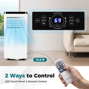 8000 BTU Portable Air Conditioner, 3-in-1 Floor AC Unit with Fan & Dehumidifier, Remote Control, 24H Timer, Window Kit for Rooms up to 350 Sq. Ft