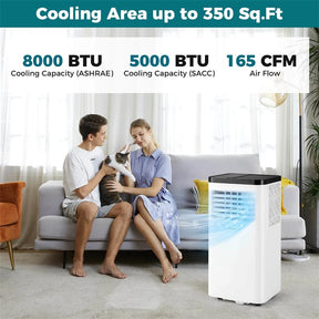 8000 BTU Portable Air Conditioner, 3-in-1 AC Unit, Fan & Dehumidifier with Sleep Mode, 24H Timer & Window Kit for Rooms up to 350 Sq. Ft