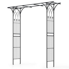 Metal Garden Arbor with Trellis, 81" Outdoor Garden Arch Trellis for Climbing Plants, Heavy-Duty Steel Archway for Wedding Party Yard Decor