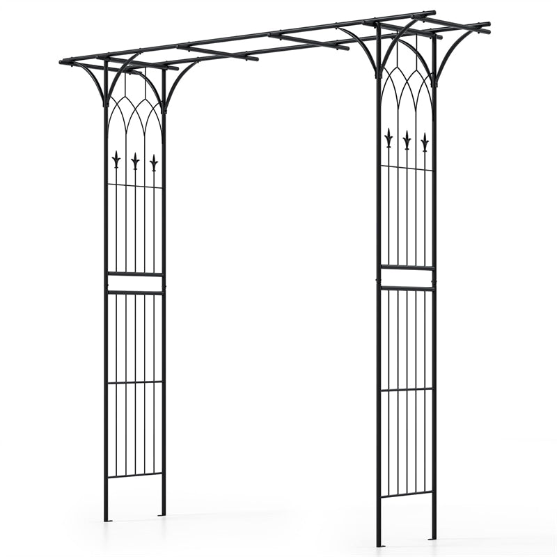 Metal Garden Arbor with Trellis, 81" Outdoor Garden Arch Trellis for Climbing Plants, Heavy-Duty Steel Archway for Wedding Party Yard Decor