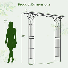 Metal Garden Arbor with Trellis, 81" Outdoor Garden Arch Trellis for Climbing Plants, Heavy-Duty Steel Archway for Wedding Party Yard Decor