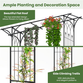 Metal Garden Arbor with Trellis, 81" Outdoor Garden Arch Trellis for Climbing Plants, Heavy-Duty Steel Archway for Wedding Party Yard Decor