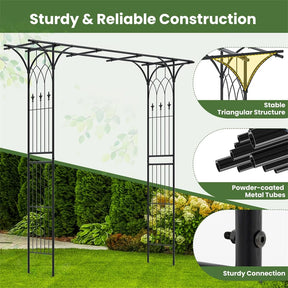 Metal Garden Arbor with Trellis, 81" Outdoor Garden Arch Trellis for Climbing Plants, Heavy-Duty Steel Archway for Wedding Party Yard Decor