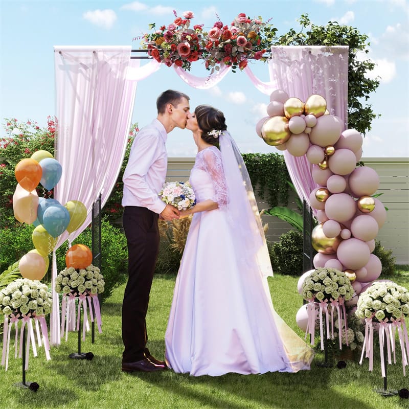 Metal Garden Arbor with Trellis, 81" Outdoor Garden Arch Trellis for Climbing Plants, Heavy-Duty Steel Archway for Wedding Party Yard Decor