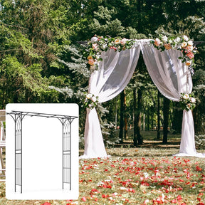 Metal Garden Arbor with Trellis, 81" Outdoor Garden Arch Trellis for Climbing Plants, Heavy-Duty Steel Archway for Wedding Party Yard Decor