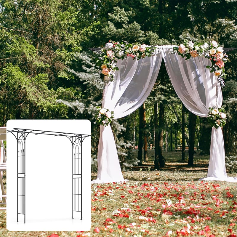 Metal Garden Arbor with Trellis, 81" Outdoor Garden Arch Trellis for Climbing Plants, Heavy-Duty Steel Archway for Wedding Party Yard Decor
