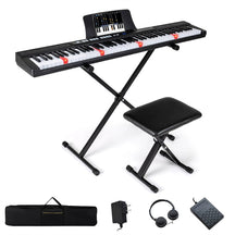 88 Key Electric Piano Keyboard Set with Adjustable Stand & Stool, Lighted Full Size Sensitive Keys, Sustain Pedal, Portable Bag for Beginners