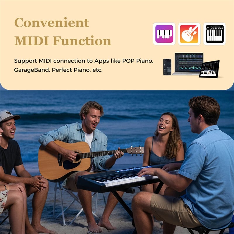 88 Key Electric Piano Keyboard Set with Adjustable Stand & Stool, Lighted Full Size Sensitive Keys, Sustain Pedal, Portable Bag for Beginners