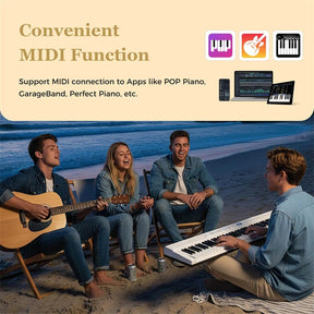 88 Key Electric Piano Keyboard Set with Adjustable Stand & Stool, Lighted Full Size Sensitive Keys, Sustain Pedal, Portable Bag for Beginners