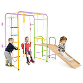 8-in-1 Steel Montessori Climbing Toys, Indoor Playground Jungle Gym with Slide, Swing, Monkey Bars & Climber Ladder for Toddlers 3+ Years