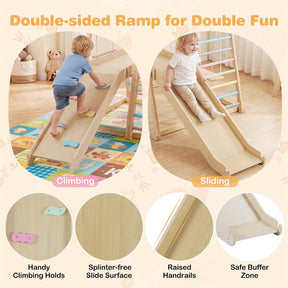 8-in-1 Wooden Indoor Jungle Gym Montessori Playground Climber Playset w/ Double-Sided Slide, Swing, Monkey Bar, Rope Ladder for Kids Ages 3-8