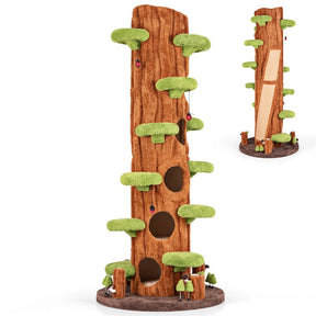 90.5" Tall Multifunctional Cat Tree Tower with 5 Private Condos, Sisal Scratching Panel & Multiple Platforms for Indoor Cats