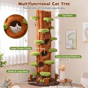 90.5" Tall Multifunctional Cat Tree Tower with 5 Private Condos, Sisal Scratching Panel & Multiple Platforms for Indoor Cats