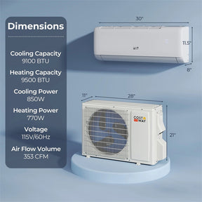 9100 BTU WiFi Mini Split Air Conditioner with Heat Pump, 20.5 SEER2 115V Alexa Inverter Ductless Split AC w/Remote for 450 Sq.Ft Room, Airtural Series