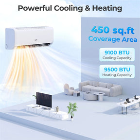 9100 BTU WiFi Mini Split Air Conditioner with Heat Pump, 20.5 SEER2 115V Alexa Inverter Ductless Split AC w/Remote for 450 Sq.Ft Room, Airtural Series