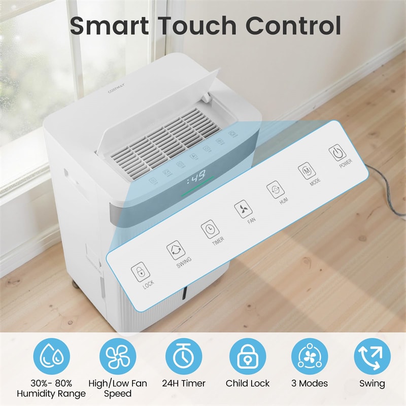 5500 Sq.Ft Dehumidifier for Basement, 96 Pints Home Dehumidifier with Auto Defrost, Drain Hose, 24H Timer, Sleep Mode & Wheels for Bathroom Bedroom