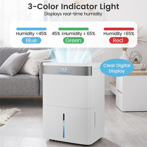 5500 Sq.Ft Dehumidifier for Basement, 96 Pints Home Dehumidifier with Auto Defrost, Drain Hose, 24H Timer, Sleep Mode & Wheels for Bathroom Bedroom