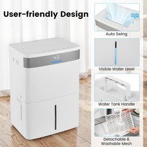 5500 Sq.Ft Dehumidifier for Basement, 96 Pints Home Dehumidifier with Auto Defrost, Drain Hose, 24H Timer, Sleep Mode & Wheels for Bathroom Bedroom