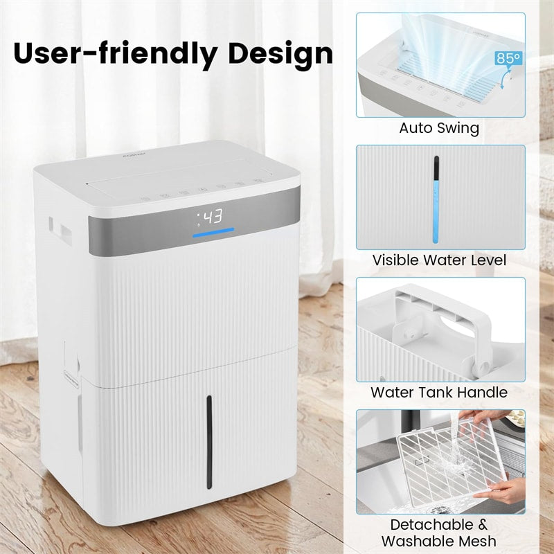 5500 Sq.Ft Dehumidifier for Basement, 96 Pints Home Dehumidifier with Auto Defrost, Drain Hose, 24H Timer, Sleep Mode & Wheels for Bathroom Bedroom