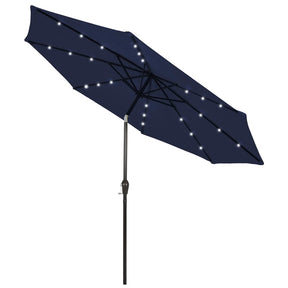 9FT Tilt Outdoor Patio Umbrella with 18 Solar LED Lights & Crank, Table Umbrella for Pool Deck Backyard