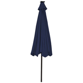 9FT Tilt Outdoor Patio Umbrella with 18 Solar LED Lights & Crank, Table Umbrella for Pool Deck Backyard