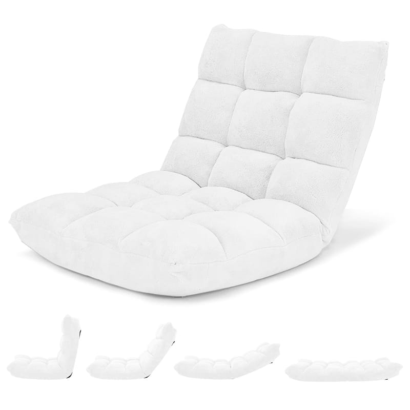 Memory Foam Floor Chair, 14-Position Adjustable Folding Gaming Sofa Chair with Back Support, Chaise Lounge Sleeper Bed Couch Recliner