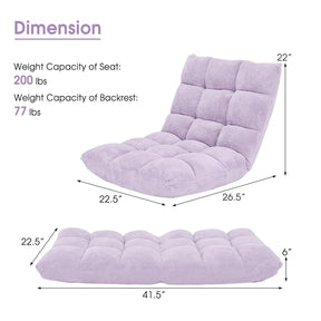 Memory Foam Floor Chair, 14-Position Adjustable Folding Gaming Sofa Chair with Back Support, Chaise Lounge Sleeper Bed Couch Recliner