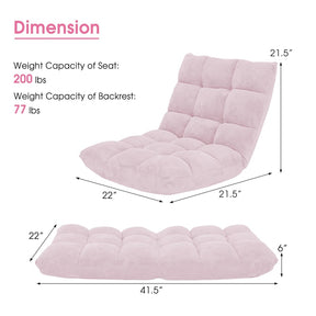 Memory Foam Floor Chair, 14-Position Adjustable Folding Gaming Sofa Chair with Back Support, Chaise Lounge Sleeper Bed Couch Recliner
