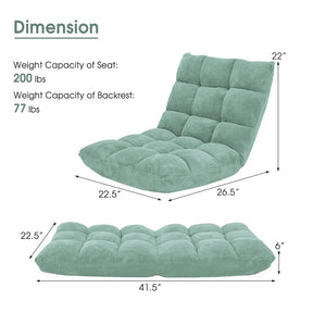 Memory Foam Floor Chair, 14-Position Adjustable Folding Gaming Sofa Chair with Back Support, Chaise Lounge Sleeper Bed Couch Recliner