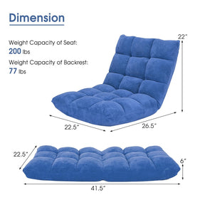 Memory Foam Floor Chair, 14-Position Adjustable Folding Gaming Sofa Chair with Back Support, Chaise Lounge Sleeper Bed Couch Recliner