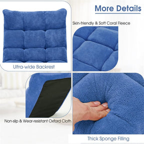 Memory Foam Floor Chair, 14-Position Adjustable Folding Gaming Sofa Chair with Back Support, Chaise Lounge Sleeper Bed Couch Recliner