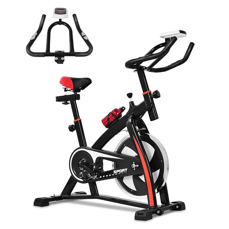 Adjustable Indoor Exercise Cycling Bike with LCD Electronic Meter, Heart Rate Sensor & Comfort Seat for Home Cardio, Gym Workout