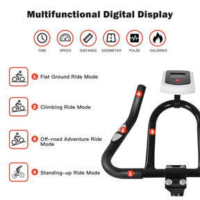Adjustable Indoor Exercise Cycling Bike with LCD Electronic Meter, Heart Rate Sensor & Comfort Seat for Home Cardio, Gym Workout
