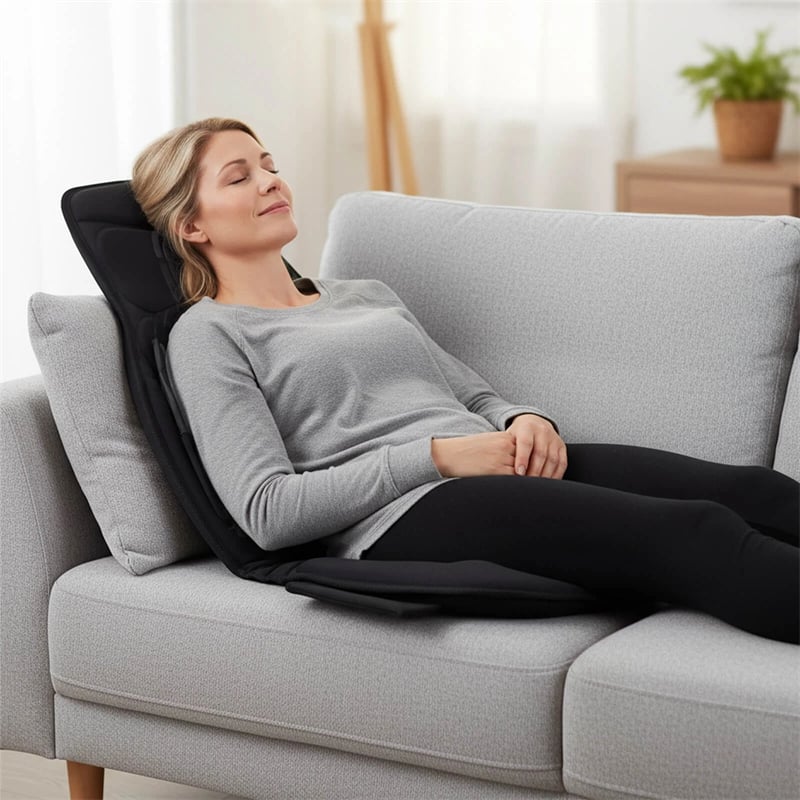 10 Vibration Motors Back Massager Seat Cushion with Heat, Electric Massage Chair Pad with 5 Modes, 3 Speeds & Timer for Pain Relief, Home Office