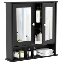 Mirrored Bathroom Storage Cabinet Organizer, Wall Mounted Medicine Cabinet w/Double Mirror Doors & Adjustable Shelf