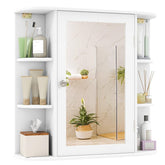 Bathroom Medicine Cabinet with Mirror, Space Saving Wall Mounted Storage Organizer with Mirrored Door, 4 Internal Shelves & 6 Open Side Shelves