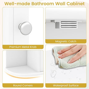 Bathroom Medicine Cabinet with Mirror, Space Saving Wall Mounted Storage Organizer with Mirrored Door, 4 Internal Shelves & 6 Open Side Shelves