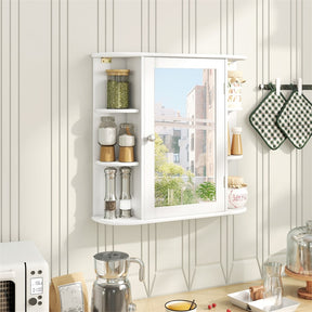 Bathroom Medicine Cabinet with Mirror, Space Saving Wall Mounted Storage Organizer with Mirrored Door, 4 Internal Shelves & 6 Open Side Shelves