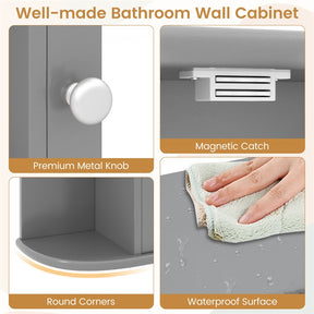 Bathroom Medicine Cabinet with Mirror, Space Saving Wall Mounted Storage Organizer with Mirrored Door, 4 Internal Shelves & 6 Open Side Shelves