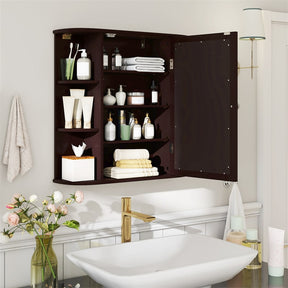 Bathroom Medicine Cabinet with Mirror, Space Saving Wall Mounted Storage Organizer with Mirrored Door, 4 Internal Shelves & 6 Open Side Shelves