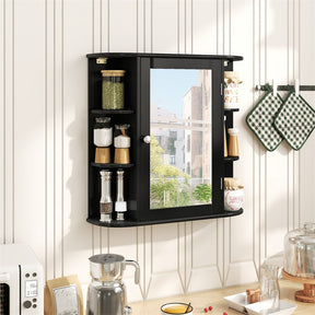 Bathroom Medicine Cabinet with Mirror, Space Saving Wall Mounted Storage Organizer with Mirrored Door, 4 Internal Shelves & 6 Open Side Shelves