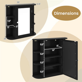 Bathroom Medicine Cabinet with Mirror, Space Saving Wall Mounted Storage Organizer with Mirrored Door, 4 Internal Shelves & 6 Open Side Shelves