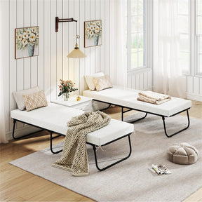 Cot Size Rollaway Guest Bed with Memory Foam Mattress, 75"x31" Portable Folding Bed with Heavy-Duty Metal Frame for Home Office Small Spaces