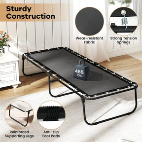 Cot Size Rollaway Guest Bed with Memory Foam Mattress, 75"x31" Portable Folding Bed with Heavy-Duty Metal Frame for Home Office Small Spaces