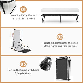 Cot Size Rollaway Guest Bed with Memory Foam Mattress, 75"x31" Portable Folding Bed with Heavy-Duty Metal Frame for Home Office Small Spaces